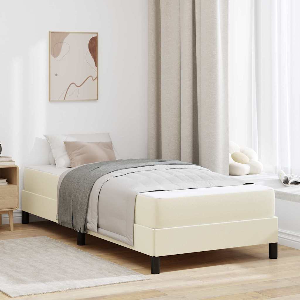 vidaXL Pat cu saltea Crem 90 x 200 cm Piele artificială