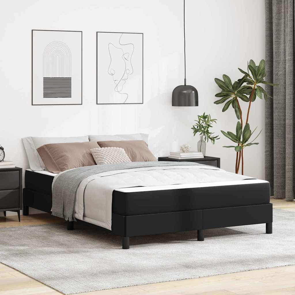 vidaXL Pat cu saltea Negru 140 x 190 cm Piele artificială