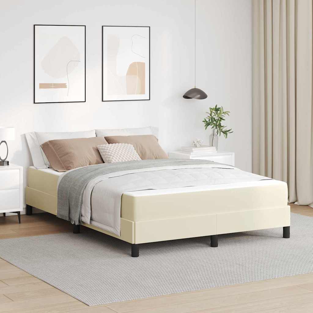 vidaXL Pat cu saltea Crem 140 x 190 cm Piele artificială