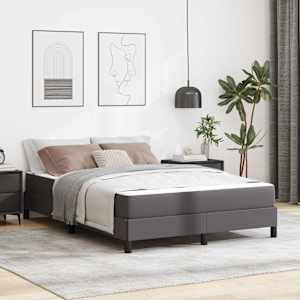Rám postele s matrací Šedá 140 x 190 cm textil - obrázek 1