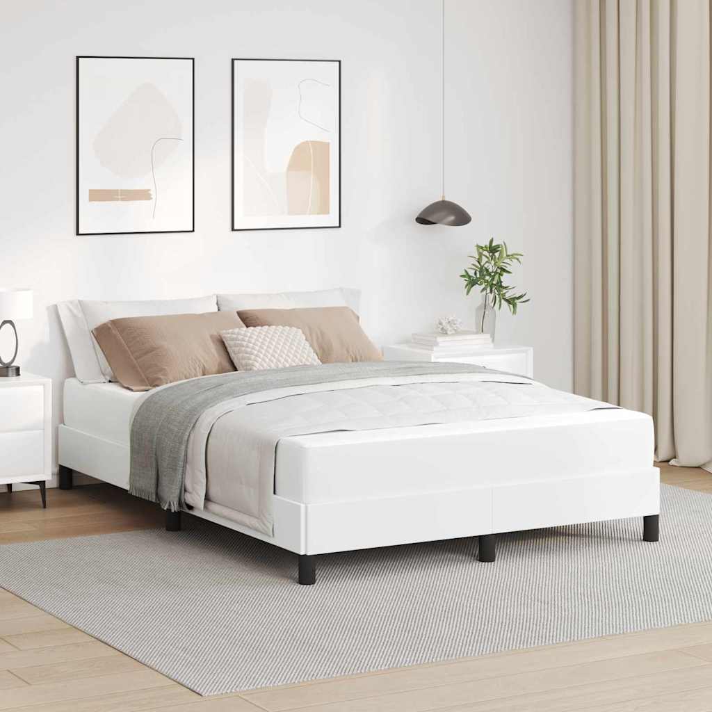 vidaXL Pat cu saltea Alb pur 160 x 200 cm Piele artificială