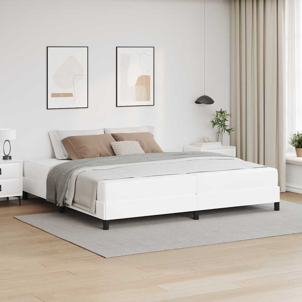 vidaXL Pat cu saltea Alb pur 200 x 200 cm Piele artificială