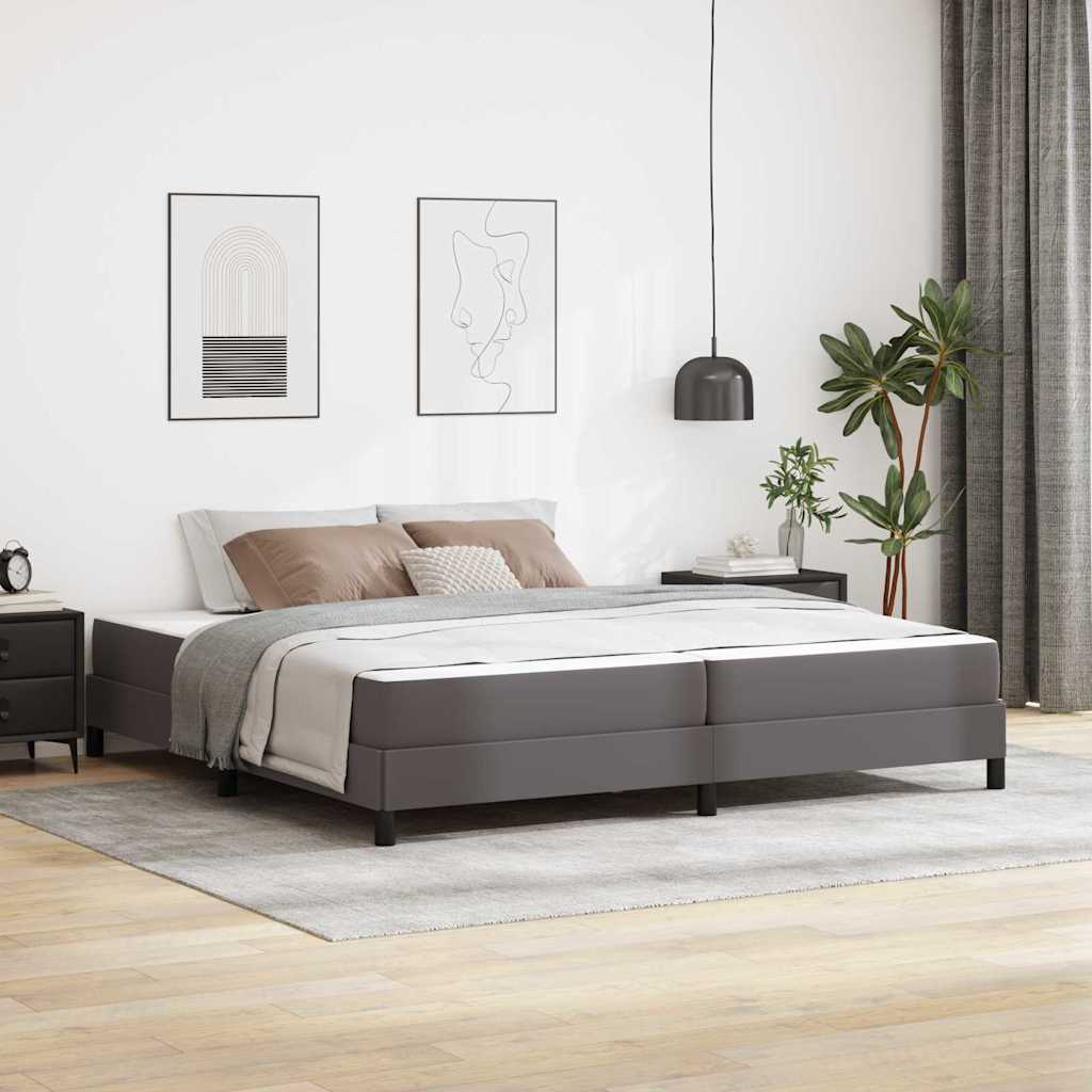 vidaXL Pat cu saltea Gri 200 x 200 cm Piele artificială