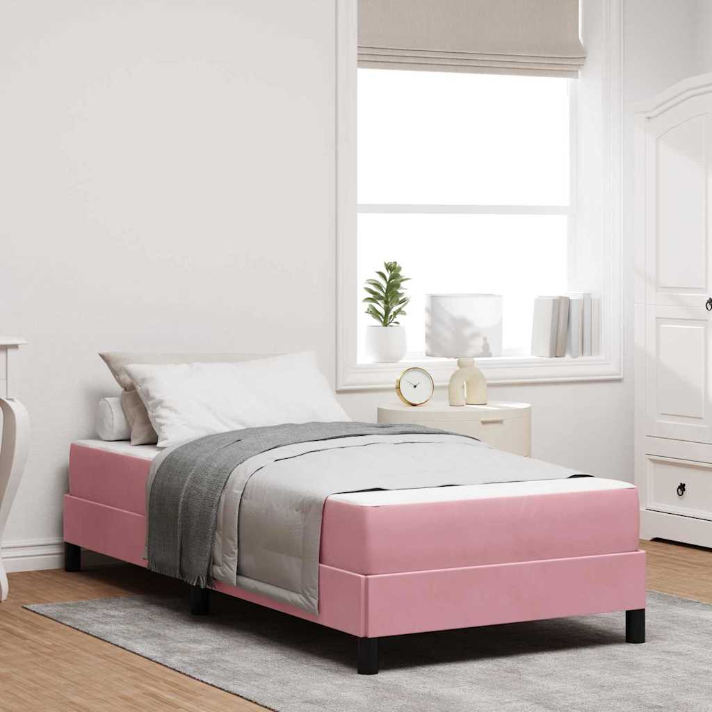 vidaXL Boxspringbett mit Matratze Rosa 90 x 200 cm Samt