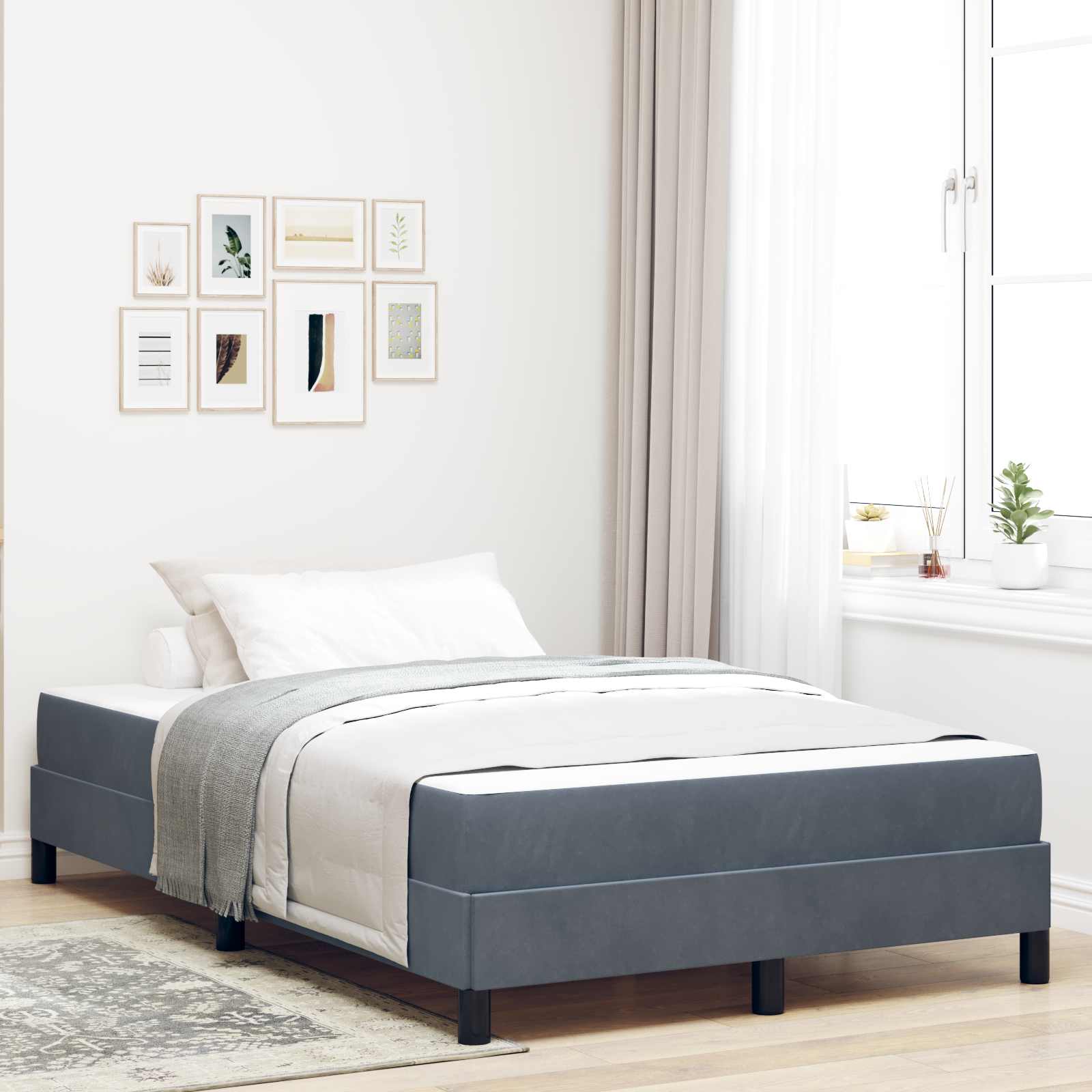 Thumbnail - vidaXL Boxspringbett mit Matratze Dunkelgrau 120 x 190 cm Stoff