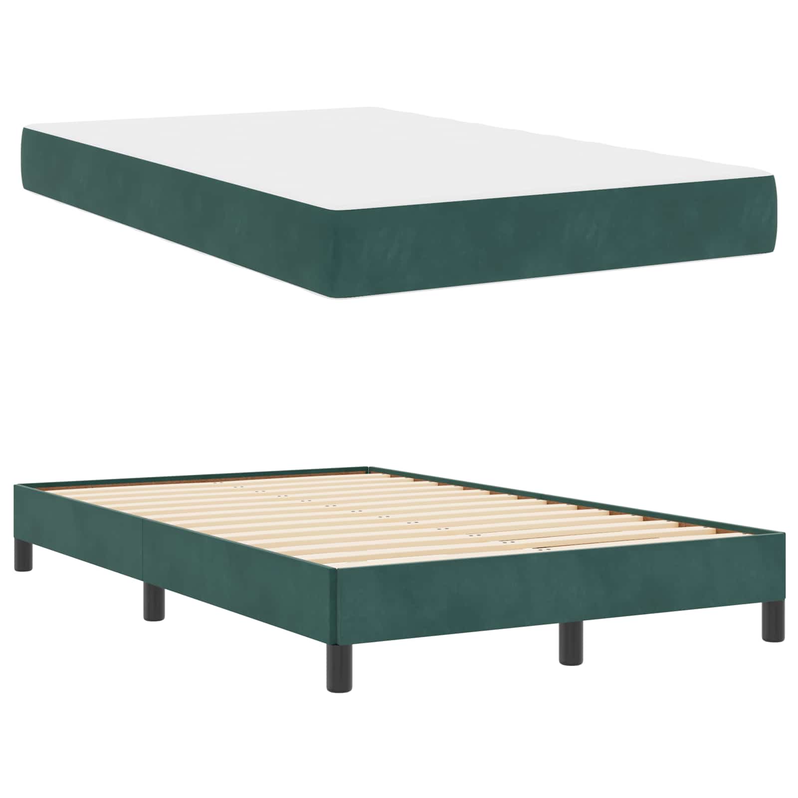 Thumbnail - vidaXL Boxspringbett mit Matratze Dunkelgrün 120 x 190 cm Stoff