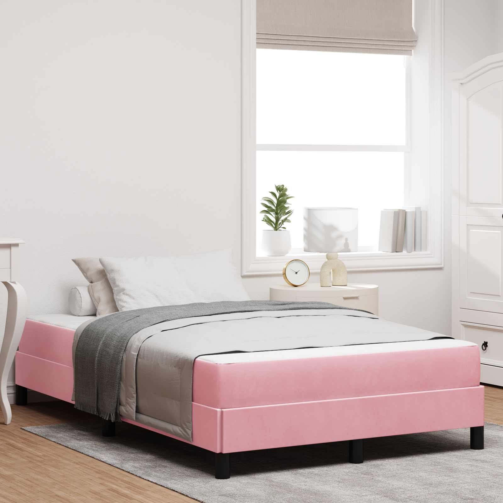 vidaXL Boxspringbett mit Matratze Rosa 120 x 190 cm Stoff