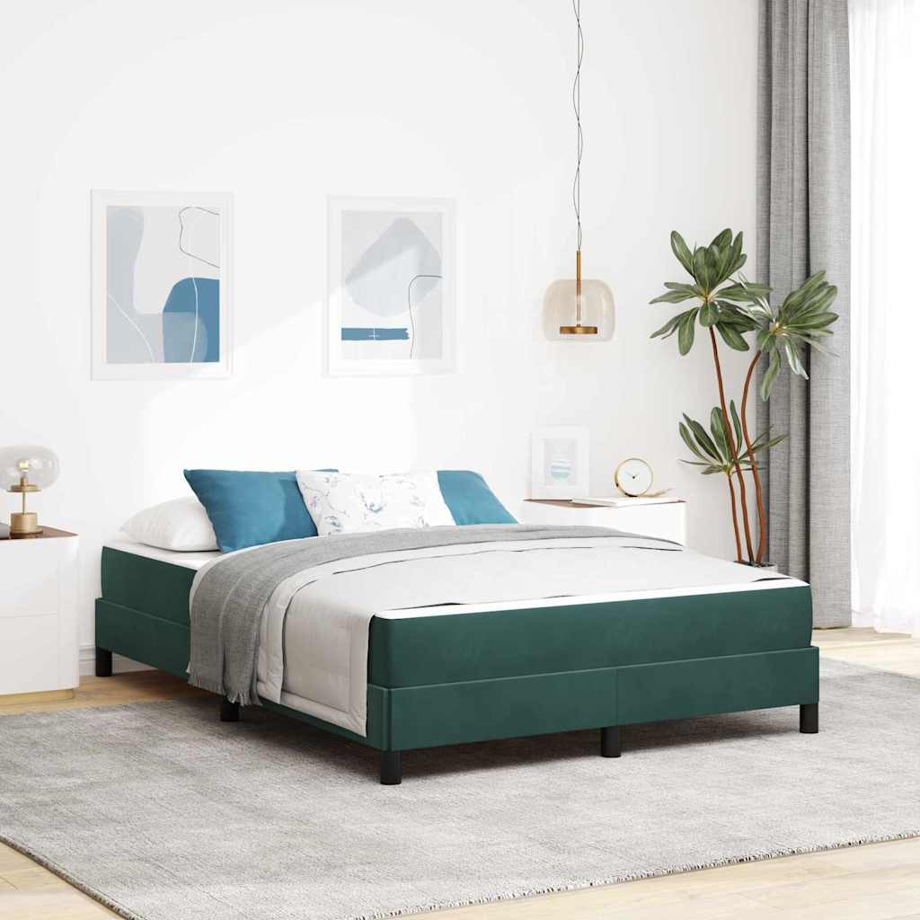 vidaXL Boxspringbett mit Matratze Dunkelgrün 140 x 200 cm Samt