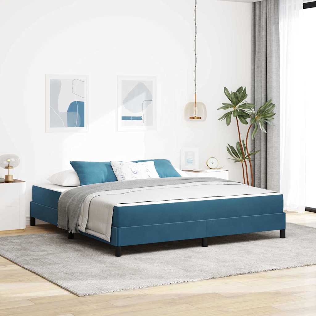 vidaXL Boxspringbett mit Matratze Dunkelblau 180 x 200 cm Samt