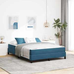 Postel s boxspringem s matrací Tmavě modrá 140 x 210 cm textil - obrázek 1