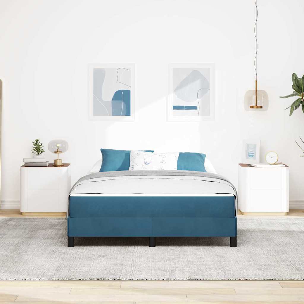 Boksfjær Seng med madrass Mørkeblå 160 x 210 cm stoff - Bilde 4