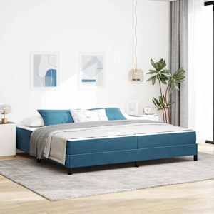 Postel s boxspringem s matrací Tmavě modrá 200 x 210 cm textil - obrázek 1