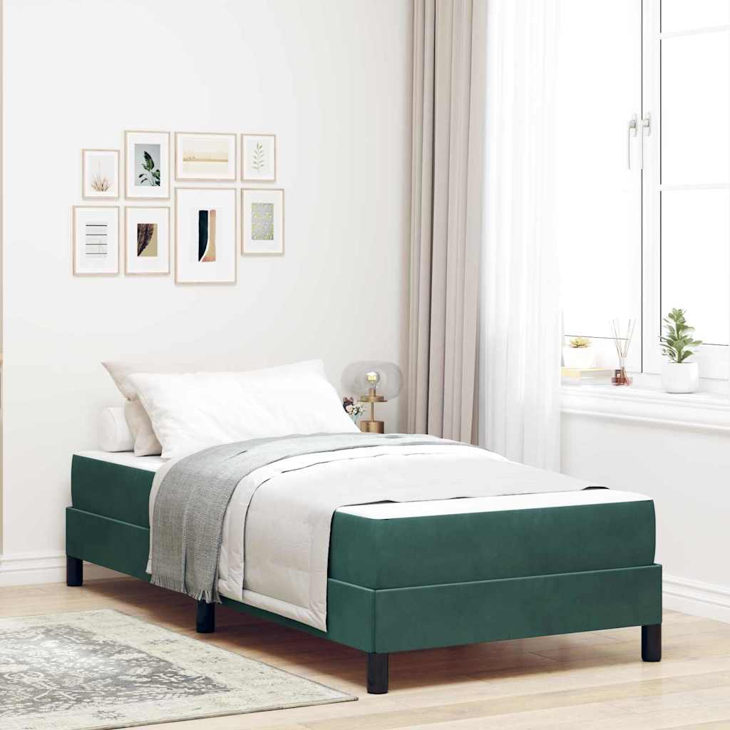 vidaXL Boxspringbett mit Matratze Dunkelgrün 80 x 220 cm Samt