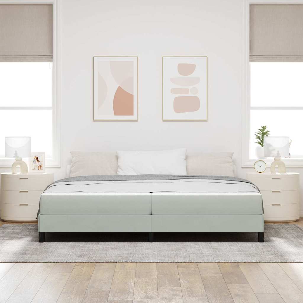 Легло с пружинирана основа Светлосиво 200 x 220 cm текстил — изображение 3
