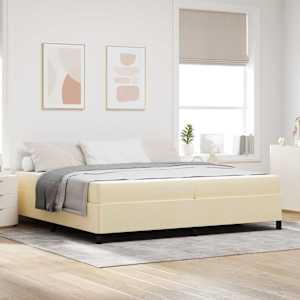 Postel s boxspringem s matrací Krémová 200 x 200 cm textil - obrázek 1