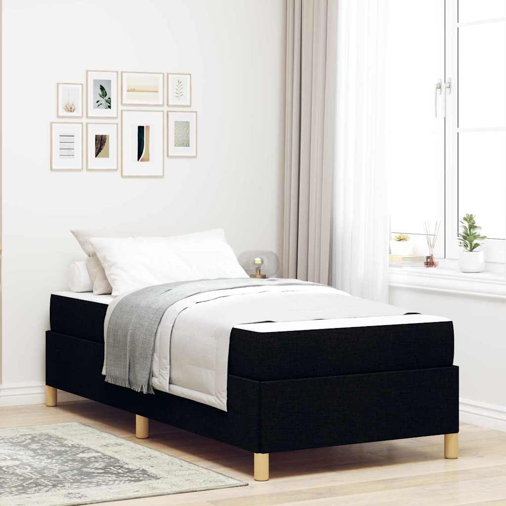 vidaXL Pat cu arcuri Negru și Maro și Alb 80 x 200 cm țesătură