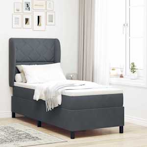 Postel s boxspringem s čelo Tmavě šedá 200 x 80 cm samet - obrázek 1