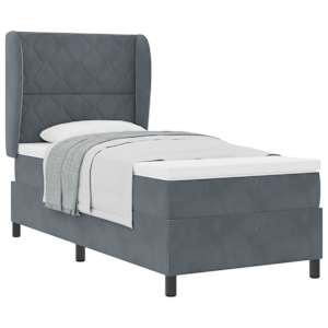 Postel s boxspringem s čelo Tmavě šedá 200 x 90 cm samet - obrázek 2