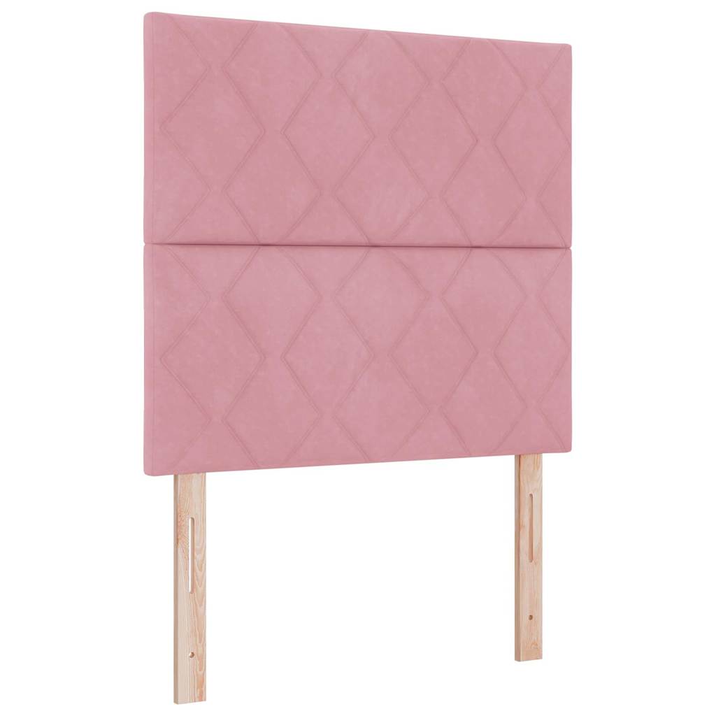 Postel s boxspringem s matrací s čelo Růžová 200 x 90 cm samet - obrázek 6