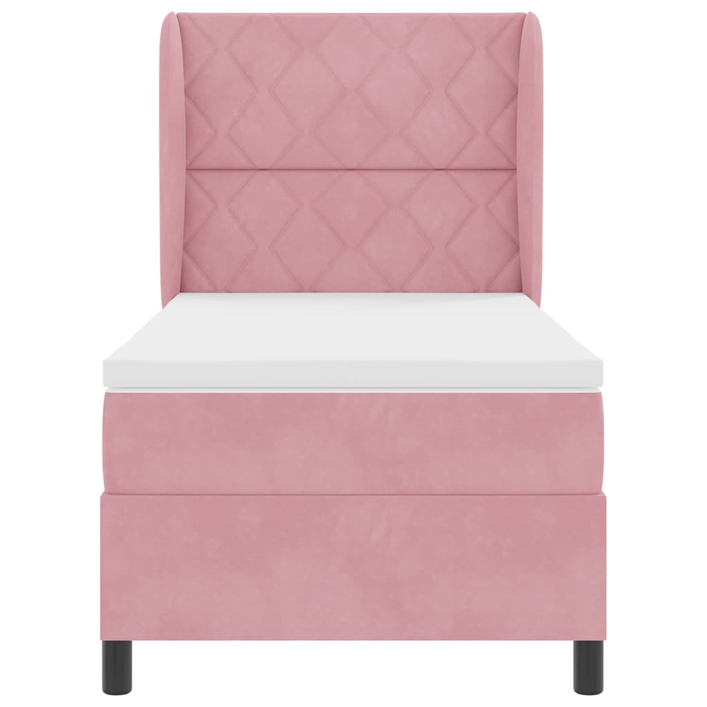 Postel s boxspringem s matrací s čelo Růžová 200 x 90 cm samet - obrázek 7
