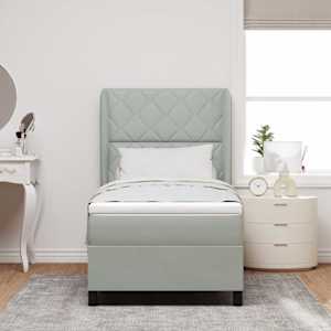Postel s boxspringem s čelo Světle šedá 200 x 100 cm Polyester - obrázek 3