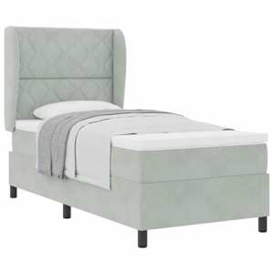 Postel s boxspringem s čelo Světle šedá 200 x 100 cm Polyester - obrázek 2