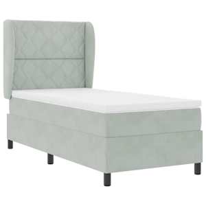 Postel s boxspringem s čelo Světle šedá 200 x 100 cm Polyester - obrázek 4