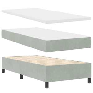 Postel s boxspringem s čelo Světle šedá 200 x 100 cm Polyester - obrázek 5