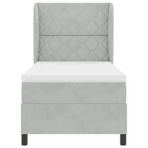 Postel s boxspringem s čelo Světle šedá 200 x 100 cm Polyester - obrázek 7