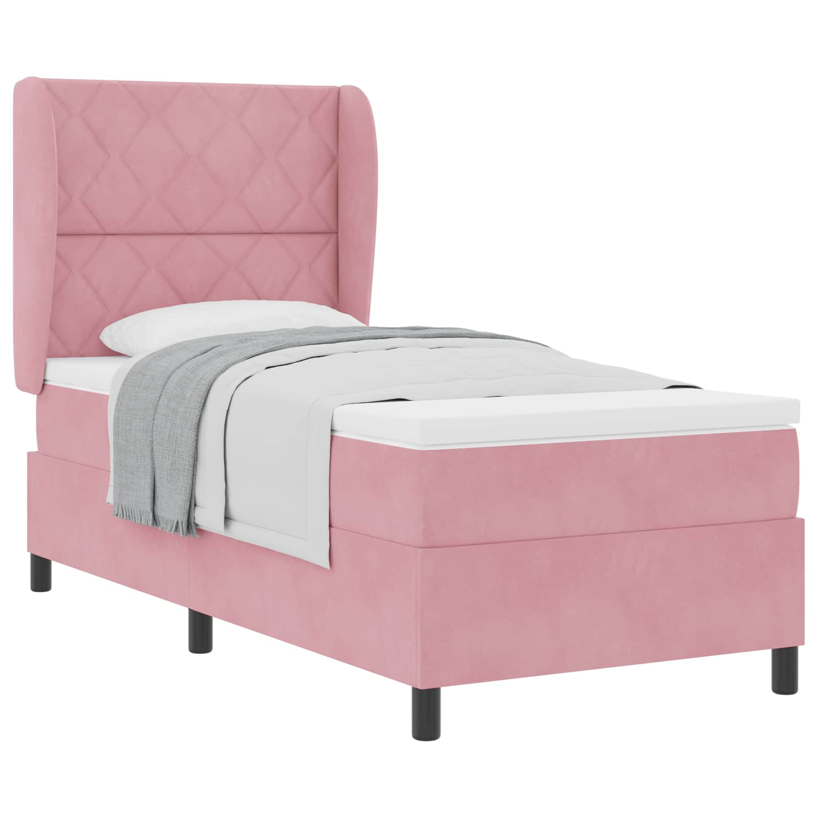 Thumbnail - vidaXL Boxspringbett mit Matratze Rosa 200 x 100 cm Polyester