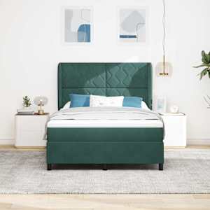 Postel s boxspringem s čelo Tmavě zelená 200 x 160 cm samet