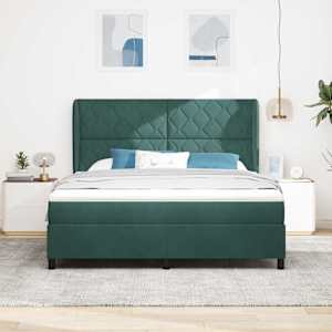 Postel s boxspringem s čelo Tmavě zelená 200 x 180 cm samet - obrázek 1