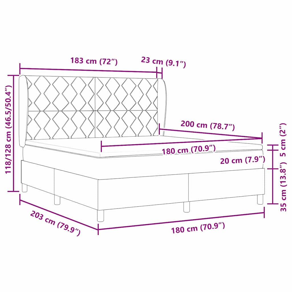 Postel s boxspringem s matrací Tmavě modrá 200 x 180 cm samet - obrázek 13