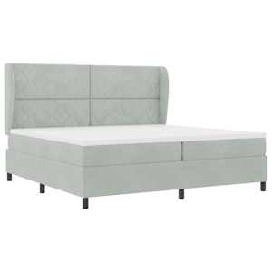 Postel s boxspringem s čelo Světle šedá 200 x 200 cm samet - obrázek 4