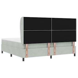 Postel s boxspringem s čelo Světle šedá 200 x 200 cm samet - obrázek 7