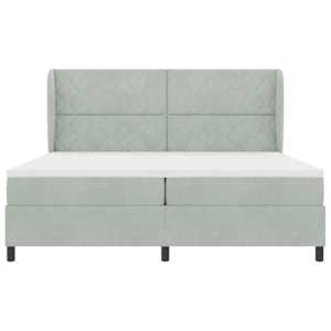 Postel s boxspringem s čelo Světle šedá 200 x 200 cm samet - obrázek 6