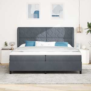 Postel s boxspringem s čelo Tmavě šedá 200 x 200 cm samet - obrázek 3