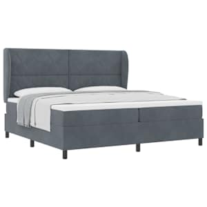Postel s boxspringem s čelo Tmavě šedá 200 x 200 cm samet - obrázek 2