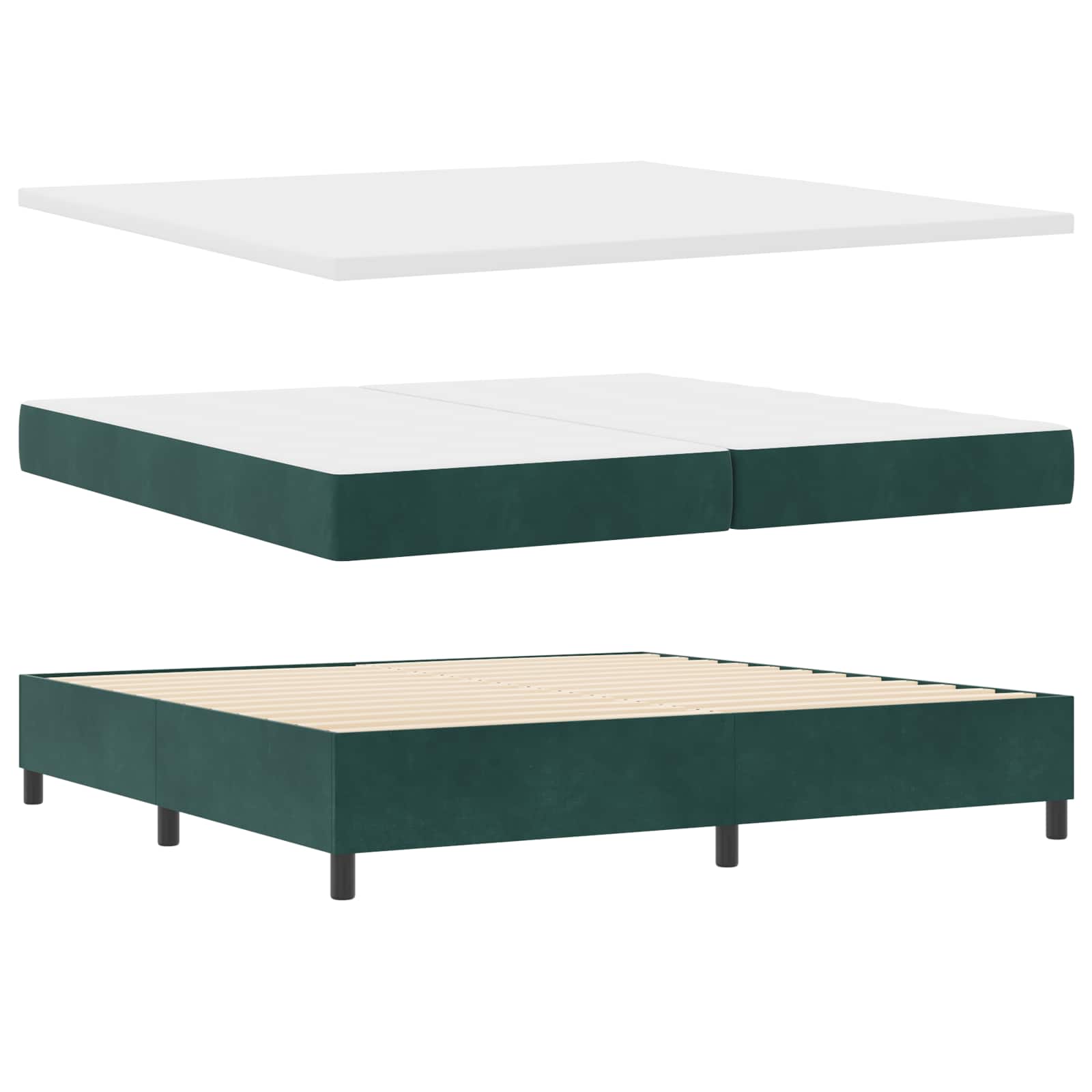 Postel s boxspringem s čelo Tmavě zelená 200 x 200 cm samet 3341003