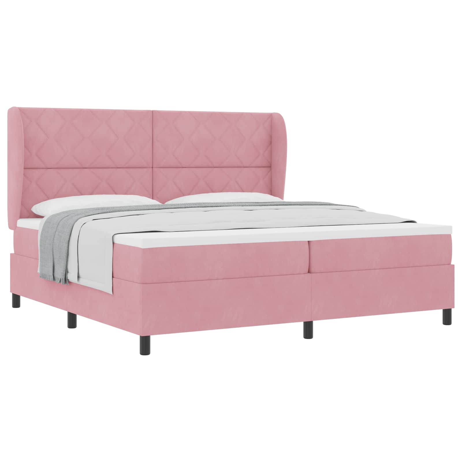 Thumbnail - vidaXL Boxspringbett mit Matratze Rosa 200 x 200 cm Polyester
