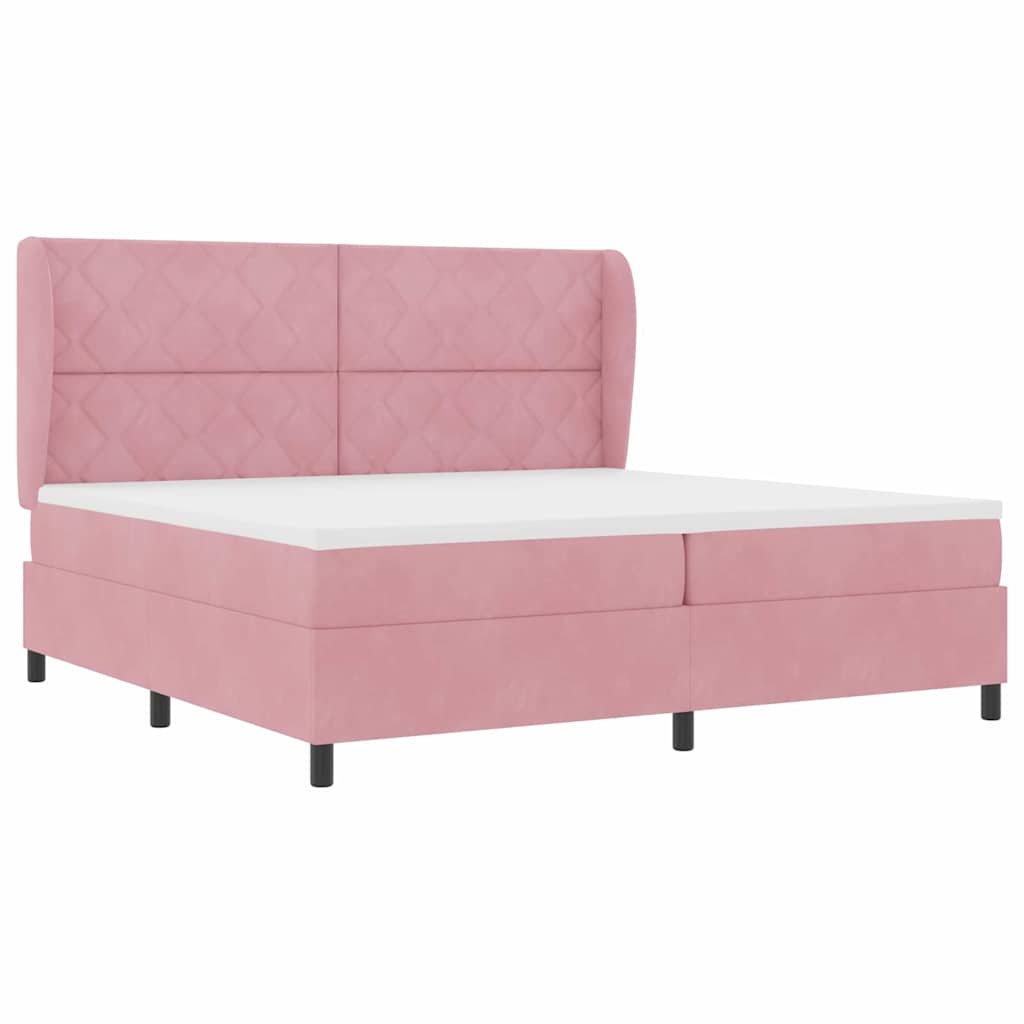 Thumbnail - vidaXL Boxspringbett mit Matratze mit Kopfteil Rosa 200 x 200 cm Samt