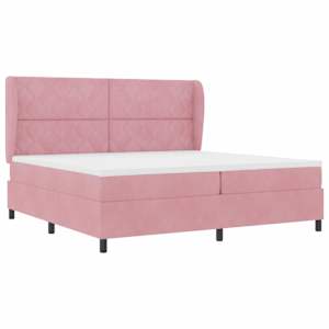 Postel s boxspringem s čelo Růžová 200 x 200 cm samet - obrázek 3