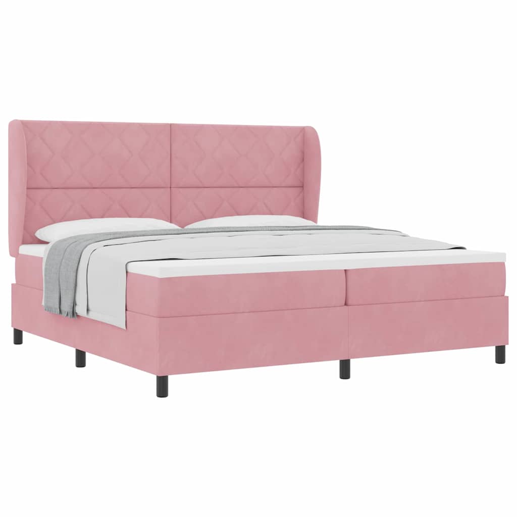 Thumbnail - vidaXL Boxspringbett mit Matratze mit Kopfteil Rosa 200 x 200 cm Samt