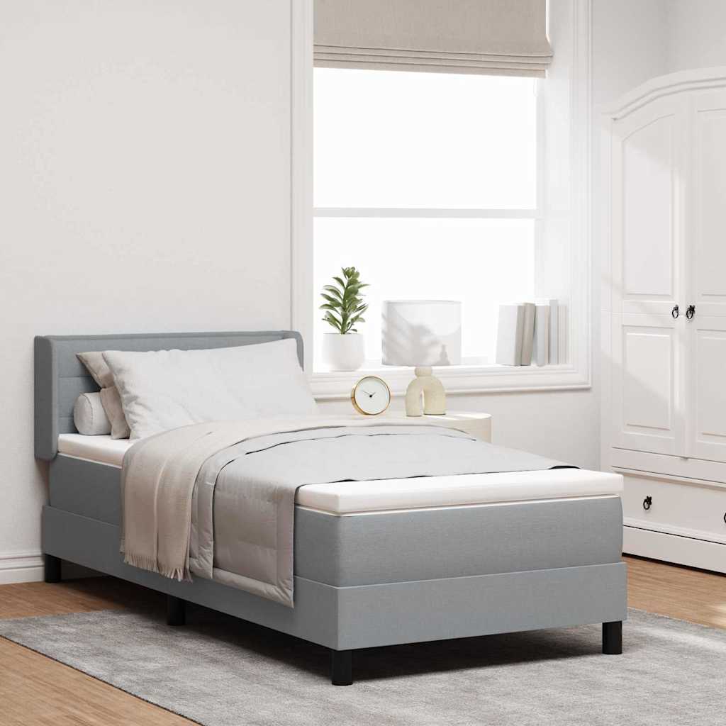 Box Spring voodi koos madratsiga helehall 90x190 cm kangas