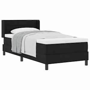Postel s boxspringem s čelo Černý 190 x 90 cm textil - obrázek 2