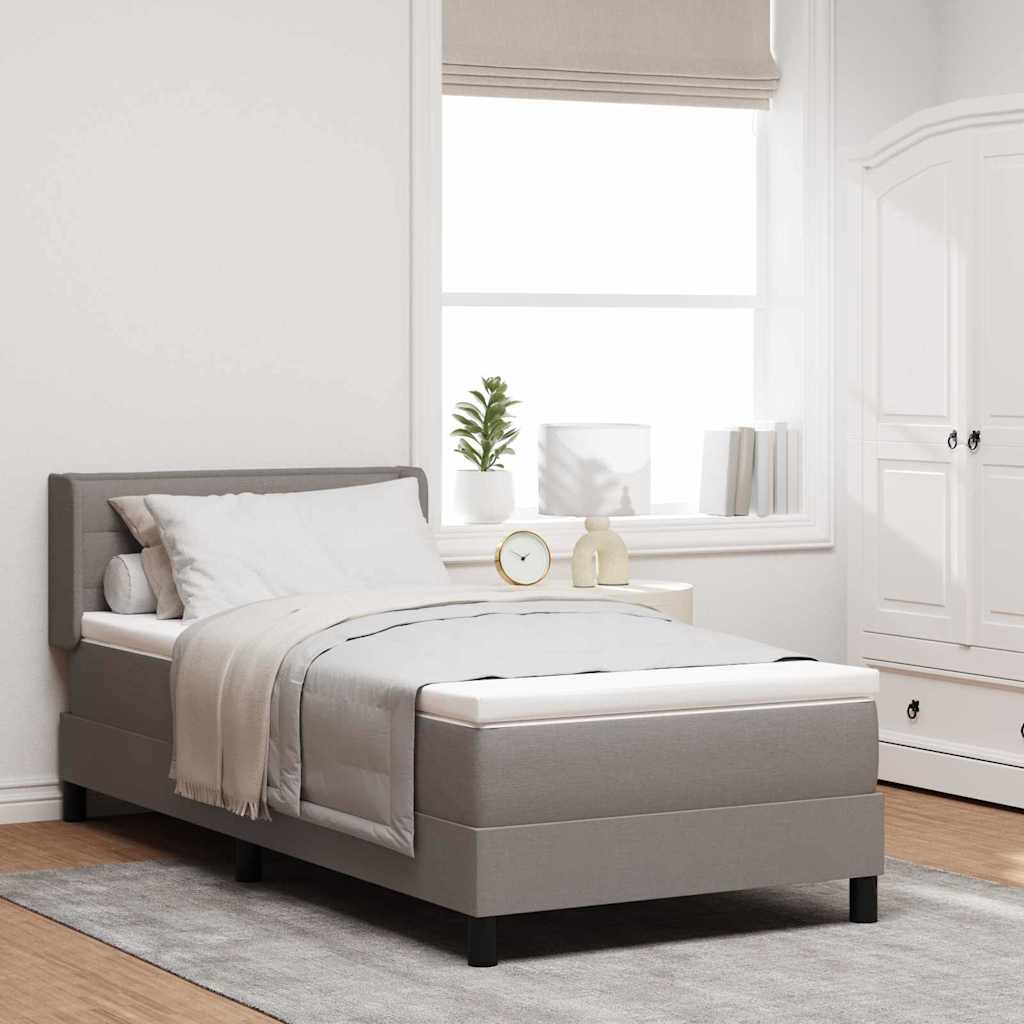 vidaXL Pat boxspring cu saltea cu saltea Gri taupe 90 x 190 cm