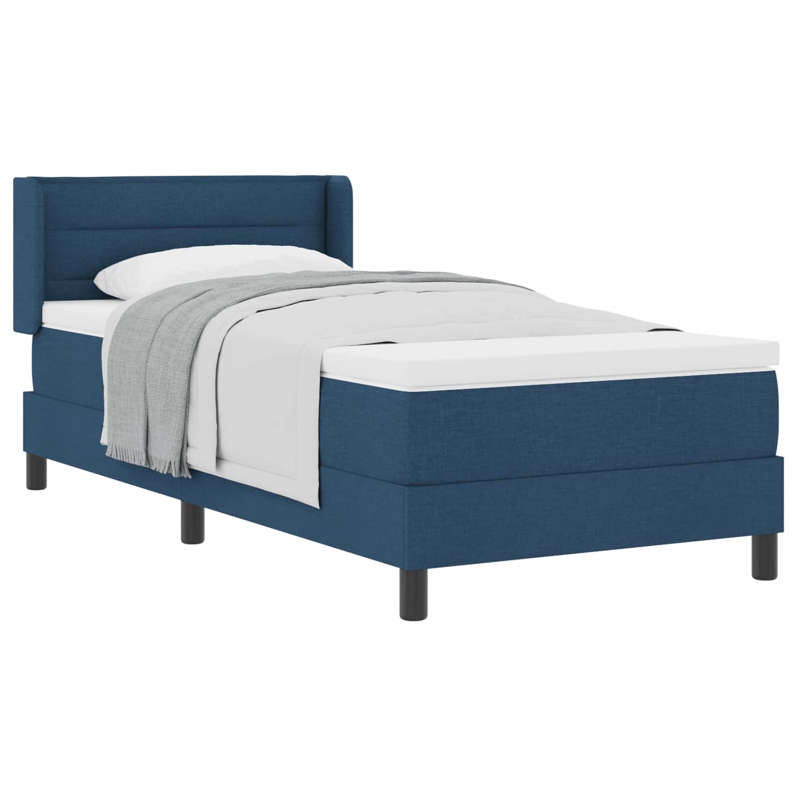 Postel s boxspringem s matrací s čelo Modrá 200 x 90 cm textil - obrázek 2