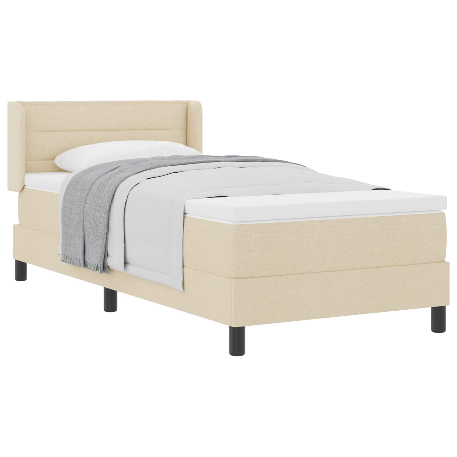 Postel s boxspringem s čelo Krémová 200 x 100 cm textil - obrázek 2