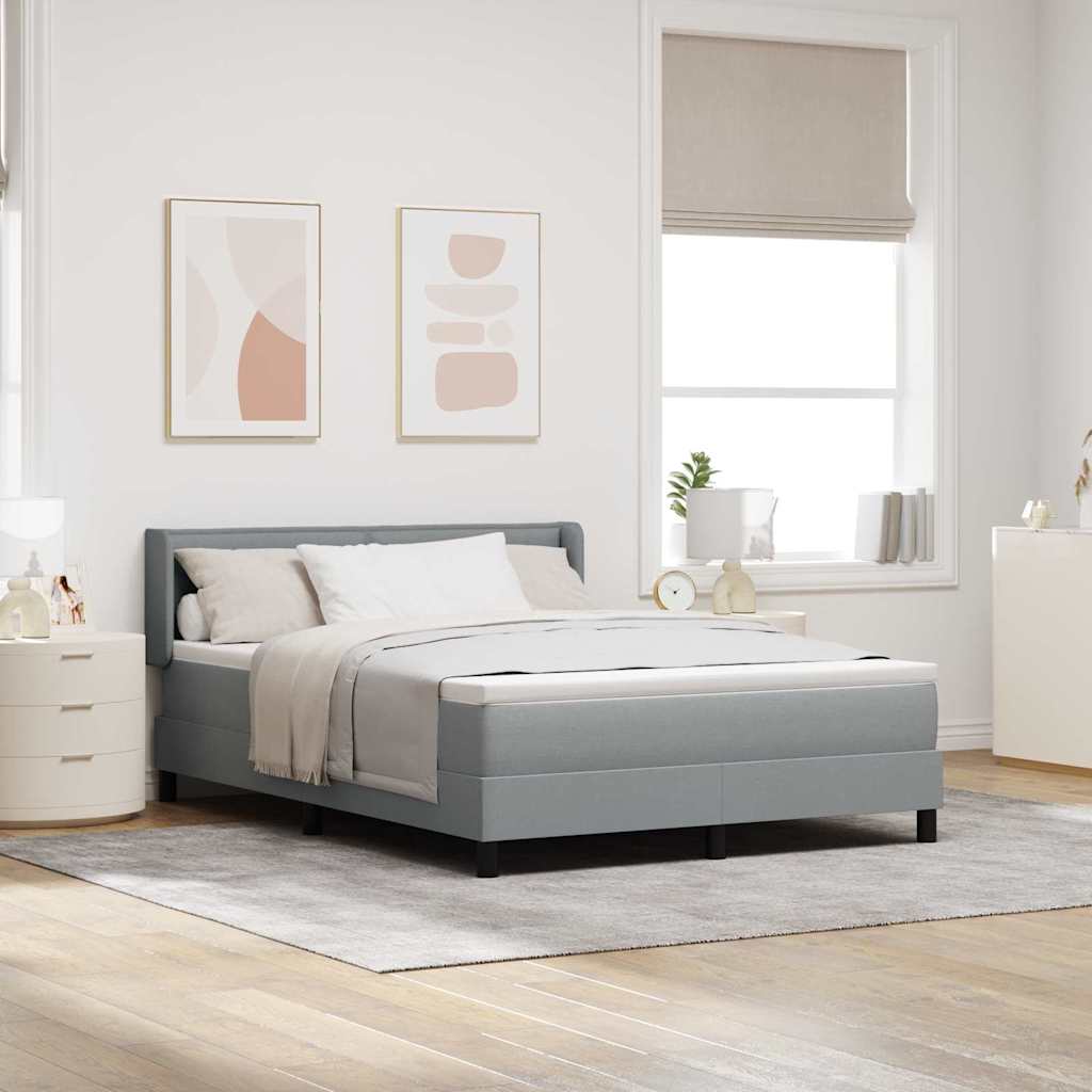 Box Spring voodi koos madratsiga Helehall 140x190 cm kangas