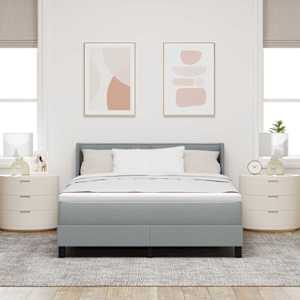Postel s boxspringem s čelo Světle šedá 190 x 140 cm textil - obrázek 3